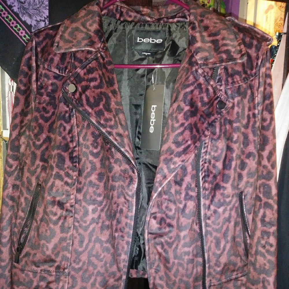 NWT Bebe burgundy leopard moto - Picture 3 of 5